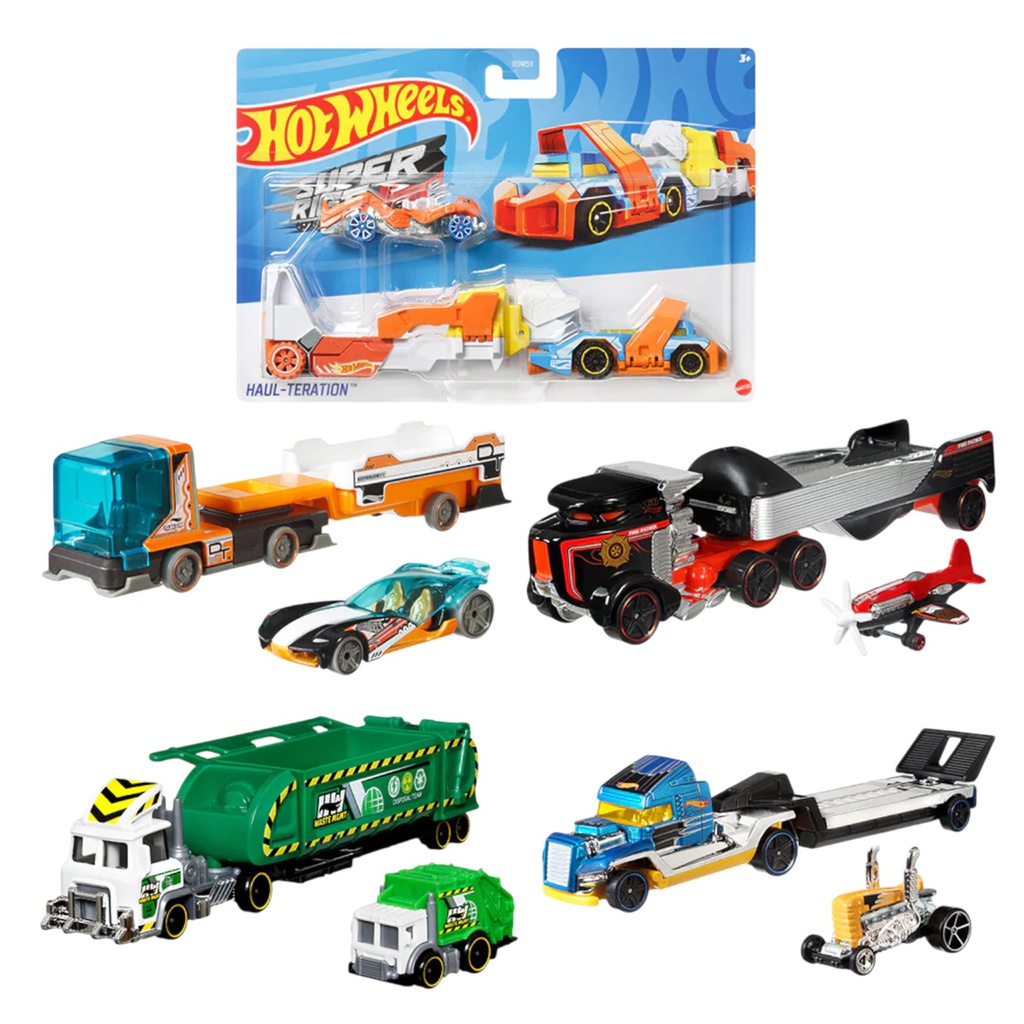 Hot Wheels Super Rigs Toy Transporter Truck &amp; Toy Car, Assorted