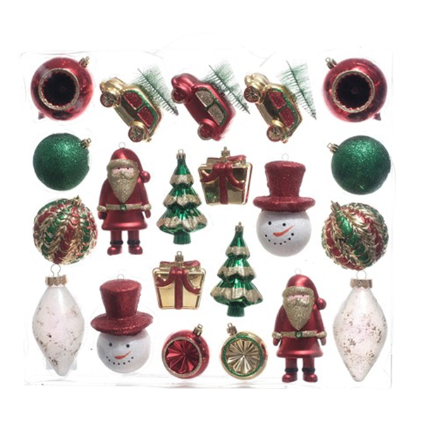 Miro Christmas Ornaments Assorted 6-13cm, Red-Green-Gold