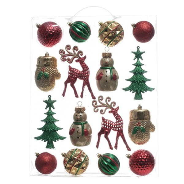 Miro Christmas Ornaments Assorted 6-13cm, Red-Green-Gold