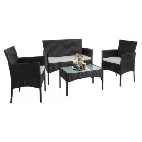 Venetto Patio Set 4pc Black/ Beige