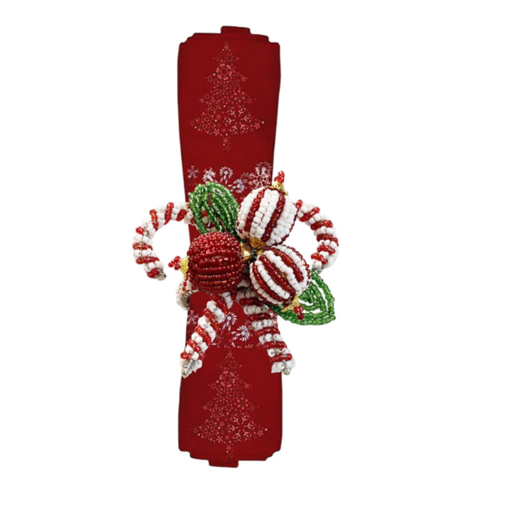 ****Miro Napkin Ring 4pc Set 3.8cm Red/ White
