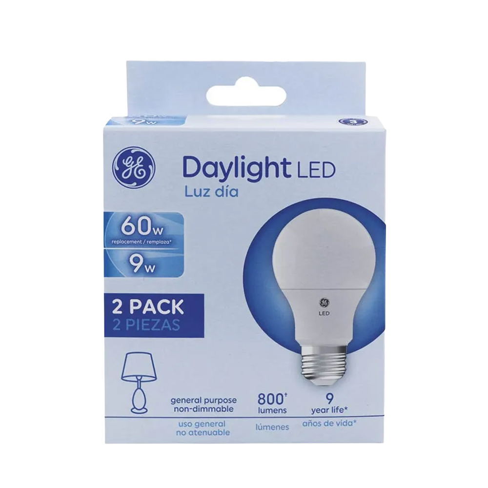 GE LED Bulb 9W A19 6500K 800LM UL 2-pack