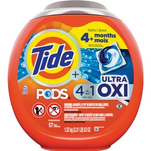 Tide Pods 4-In-1 Ultra Oxy Liquid Laundry Detergent Soap Pacs (57-Count)
