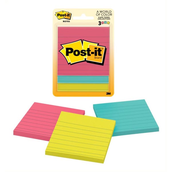 Post-it Ultra Colors 3 In. 50 Sheet Pad, 3 Pads Per Pack