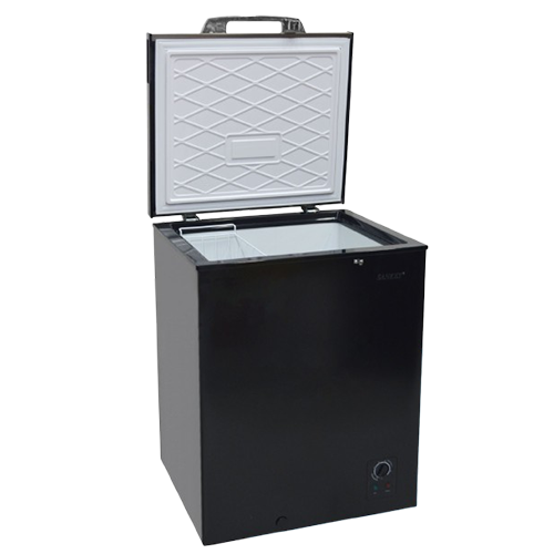 ^Sankey Chest Freezer 5 Cu. Ft. Black with Stainless Steel Top