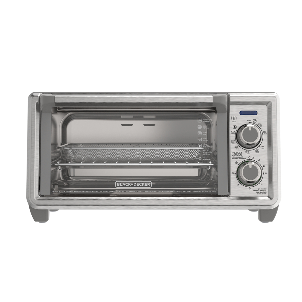 Black &amp; Decker 4-Slice Air Fryer Toaster Oven, Stainless Steel - Dark Greyp