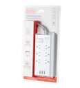 Black &amp; Decker 6-Outlet Power Strip 2 USB-A, 1 USB-C, White