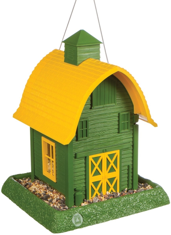 ****North States Hopper Bird Feeder Barn, Hanging/Pole Mounting 5 lb, Plastic 13-1/4 In. H, Green/Yellow