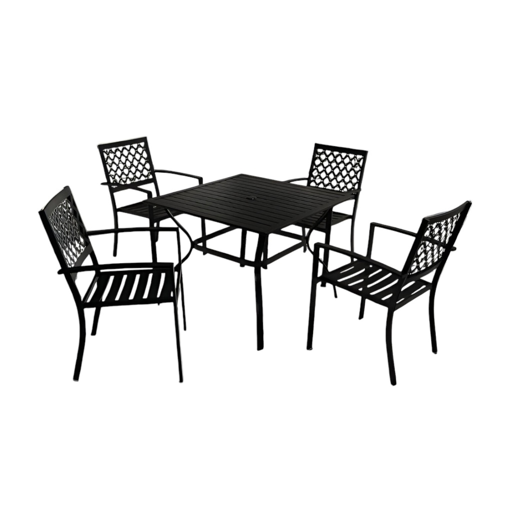 Outdoor Expressions 5-Piece Slat Dining Set, Black