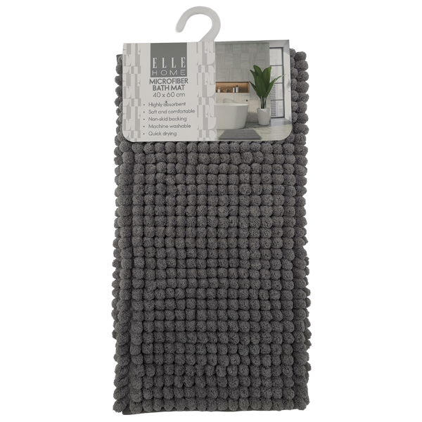Elle Home Microfiber Bath Mat, Dark Grey
