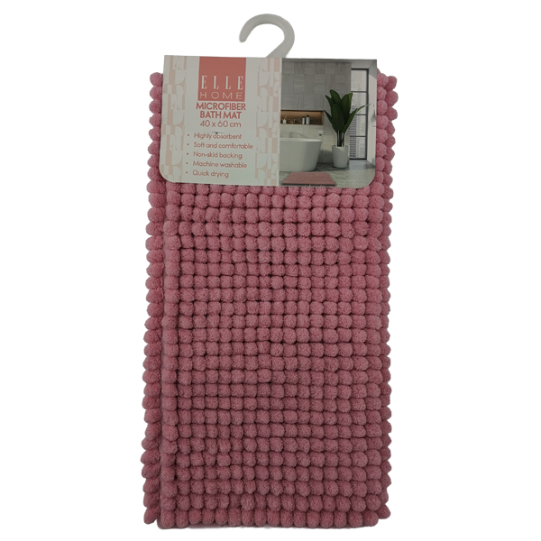 Elle Home Microfiber Bath Mat, Pink