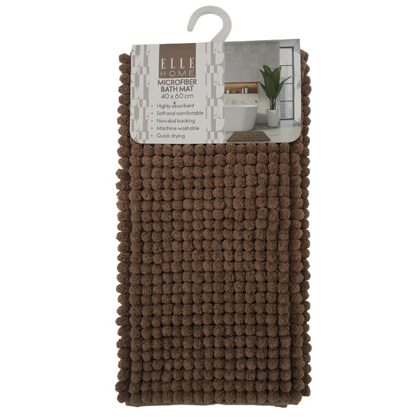 Elle Home Microfiber Bath Mat, Brown i