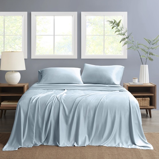 Nautica Twin Sheet Set Solid 3pc Light Blue