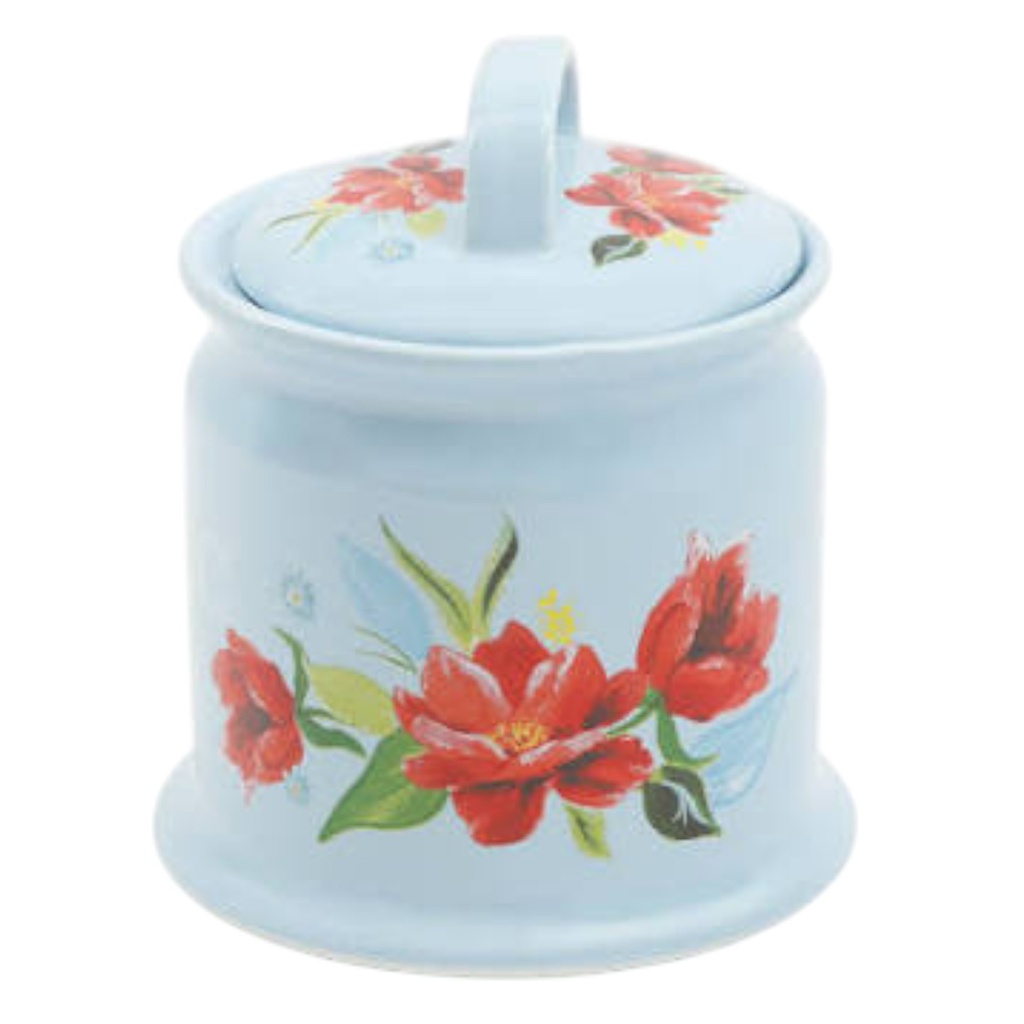The Pioneer Woman Spring Bouquet Garlic Keeper 5.7 In., Decorated Stoneware