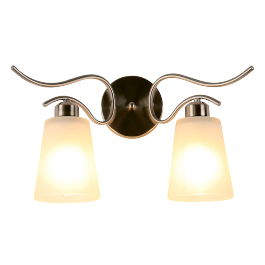 Royal Homes Wall Lamp,2 x E27 60W Satin Nickel