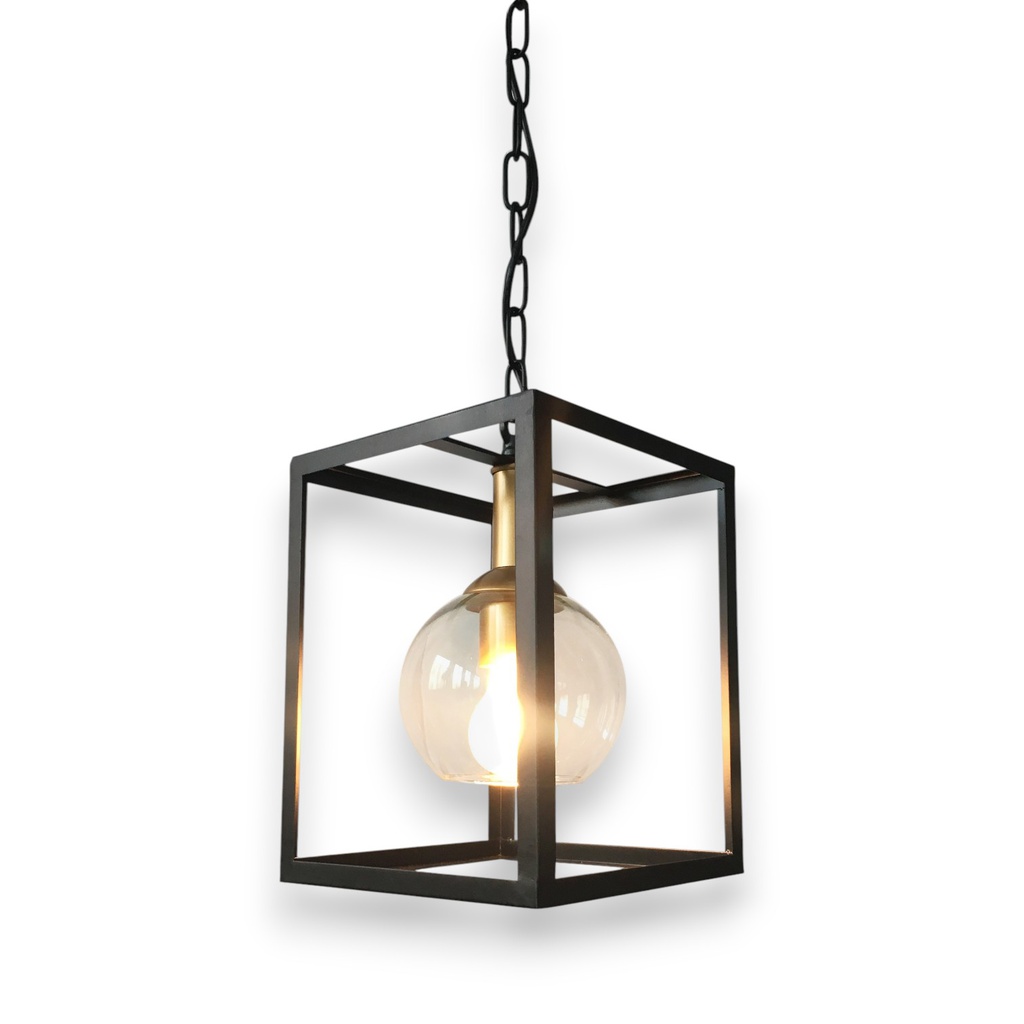 Royal Homes Pendant Light, E27 40W Black &amp; Antique Brass