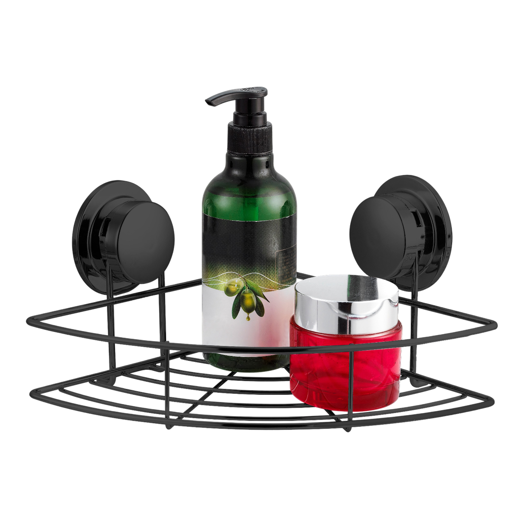 Royal Homes Corner Shower Shelf With Super Suction, Black