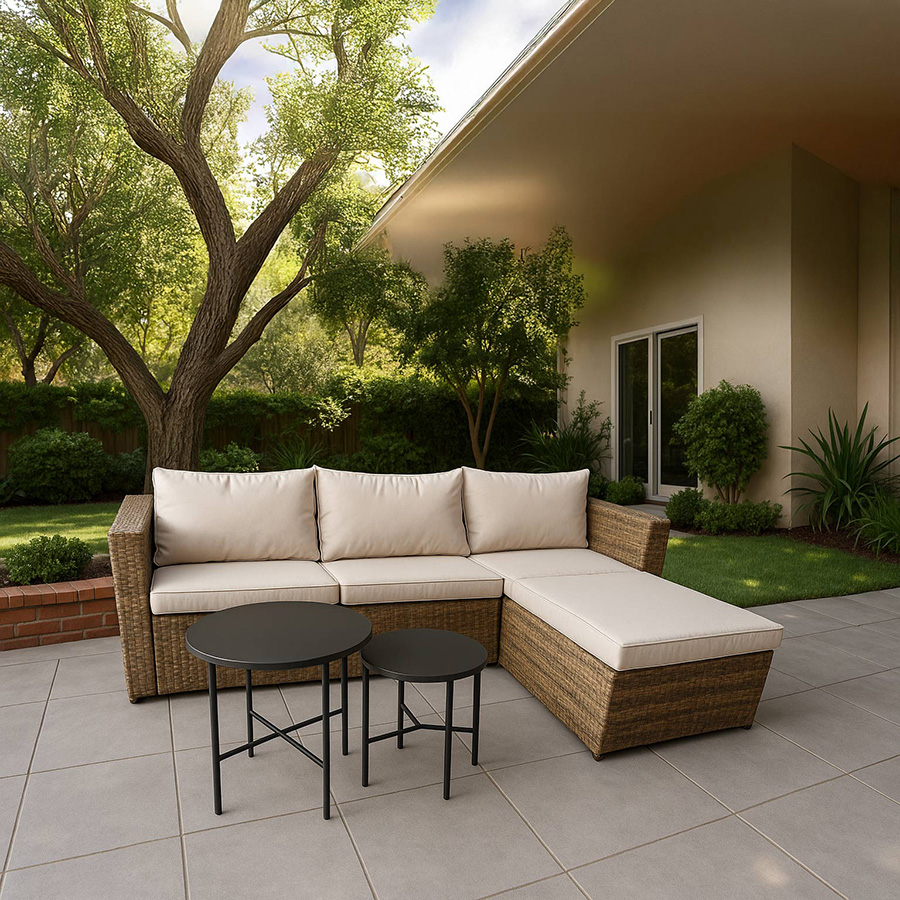 Möbel Patio Rattan Sofa Set Brown and Beige