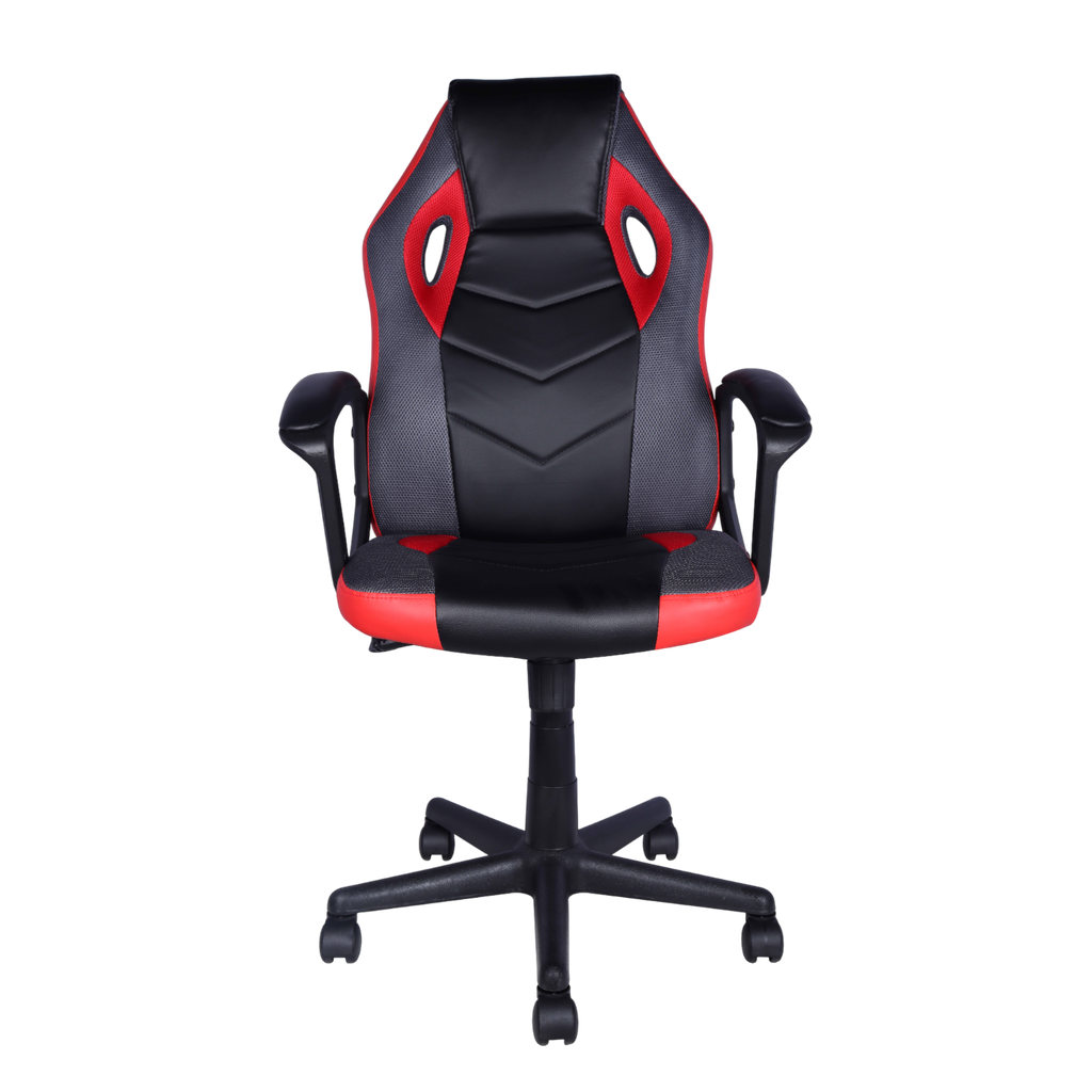 Mobel Executive Gaming Chair, Padded Arms, Black/Red/Grey (Weight Limit 220lb)