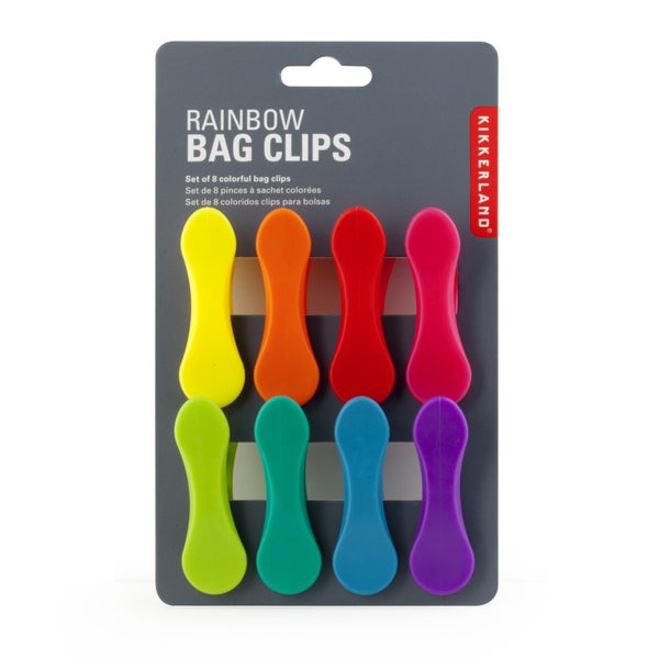 ^Kikkerland Rainbow Bag Clips Set of 8