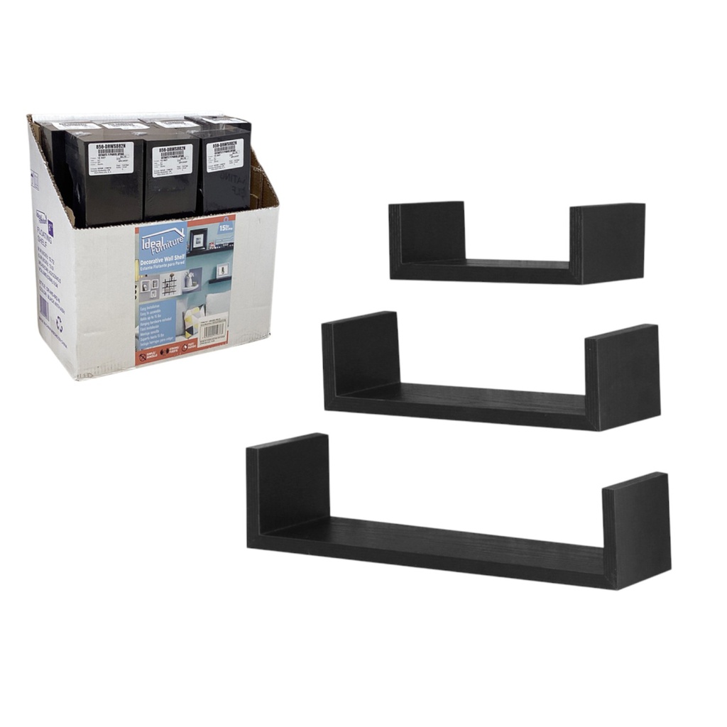 Ideal Furniture Wall Shelf, Black with Ash