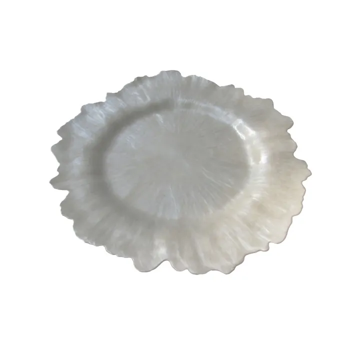 ****Decore Plastic Charger Plate with Pearlized Finish, White