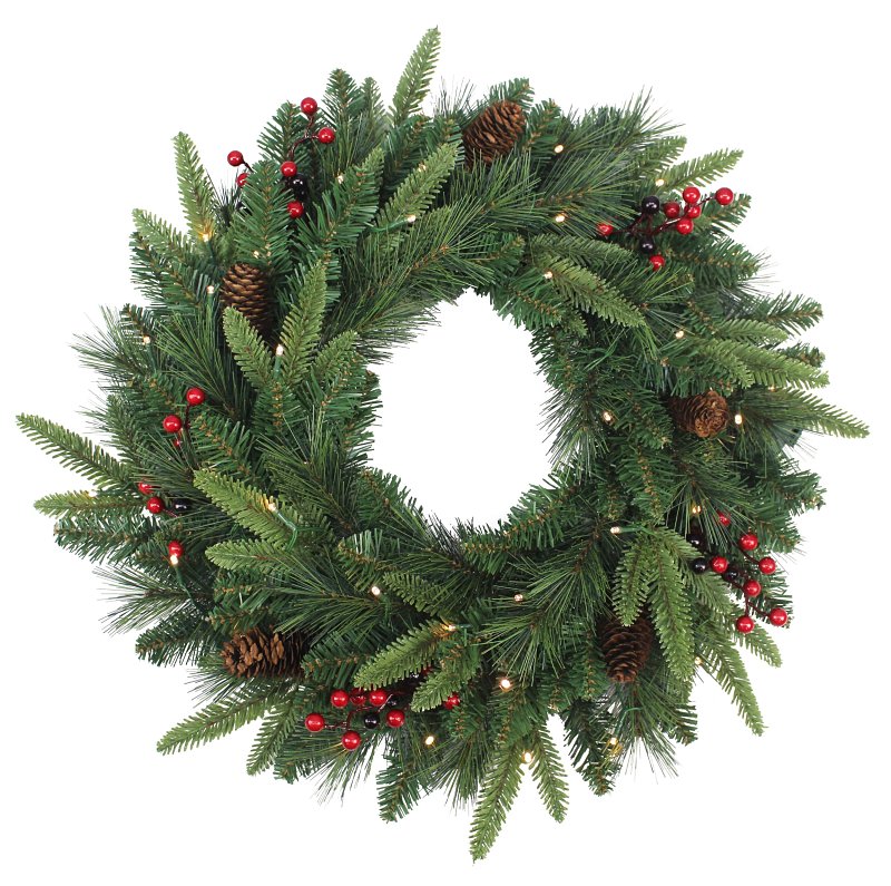 Puleo Pre-Lit Pacific Fir Christmas Wreath 24 In.
