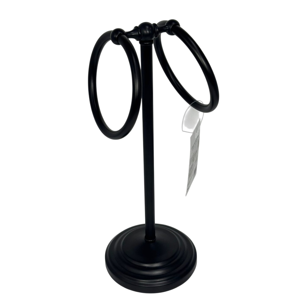 Spa Collection Double-Ring Hand Towel Holder Stand, Black