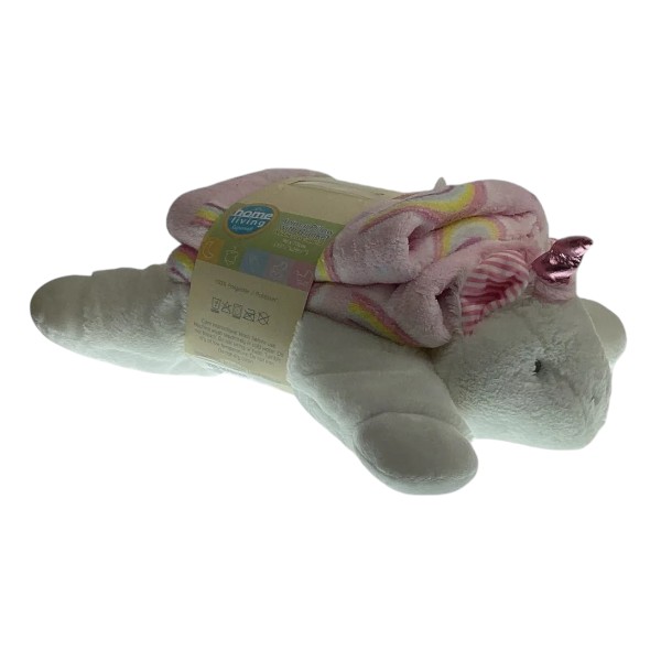 Home Living Plush Animal Pillow with Blanket, White Unicorn