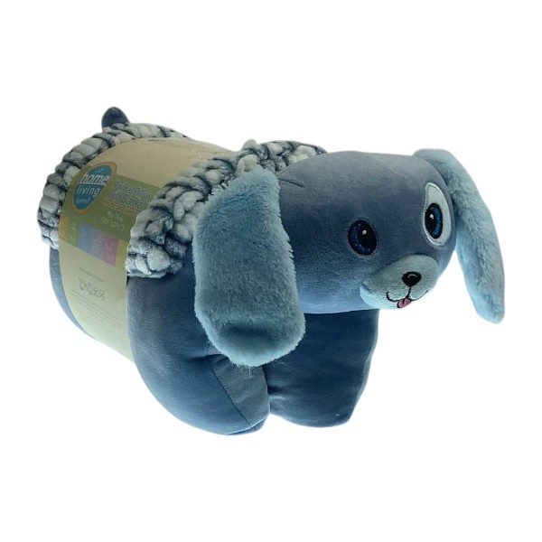 Home Living Micromink Animal Pillow with Blanket, Dark Blue