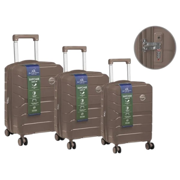 Royal County of Berkshire 3pc Luggage Set, Dark Brown
