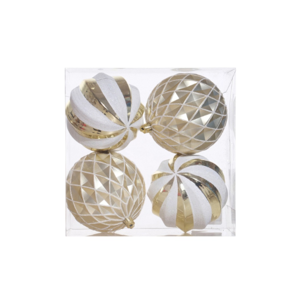 Miro Holiday Ornaments, Champagne/White - Set of 4