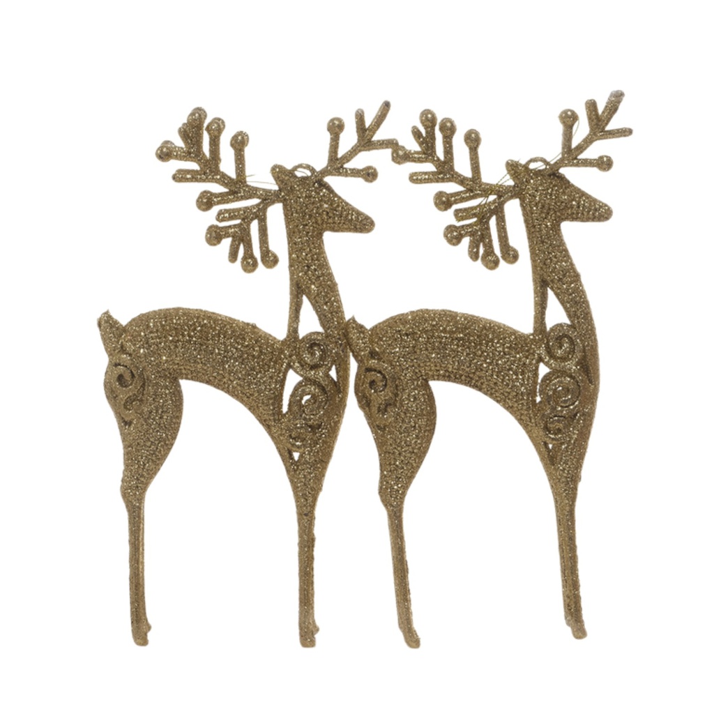 ^Miro Reindeer Ornaments 2pc Gold