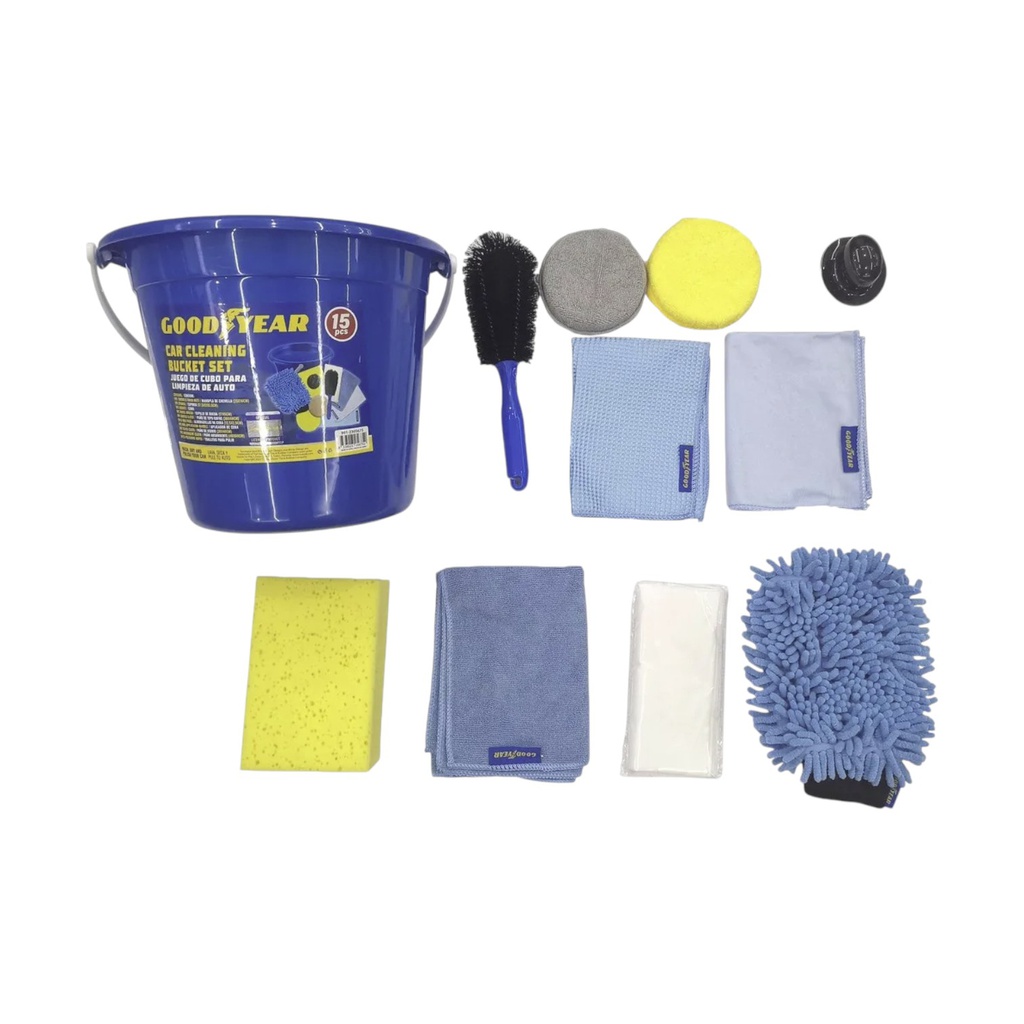 Goodyear 15pc Car Cleaning Kit in Bucket