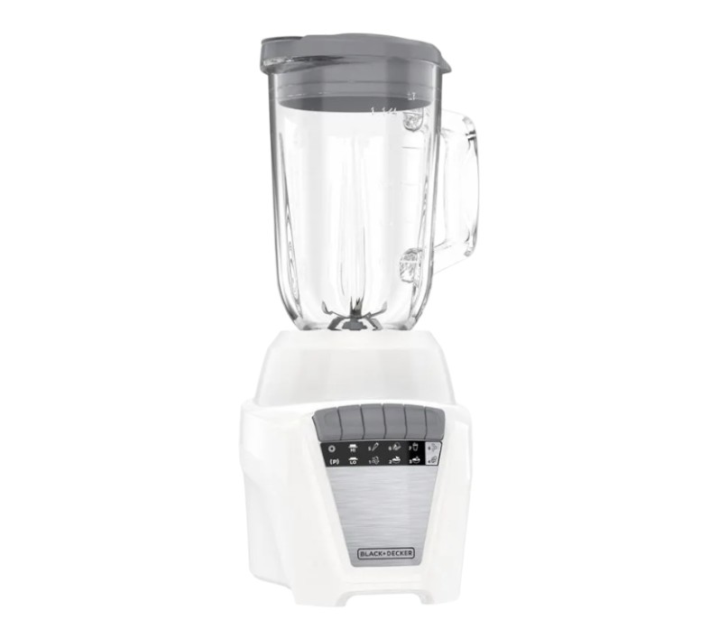 Black &amp; Decker Blender, Ice Crush 8-Speed + Pulse, Glass and Plastic Jar, White