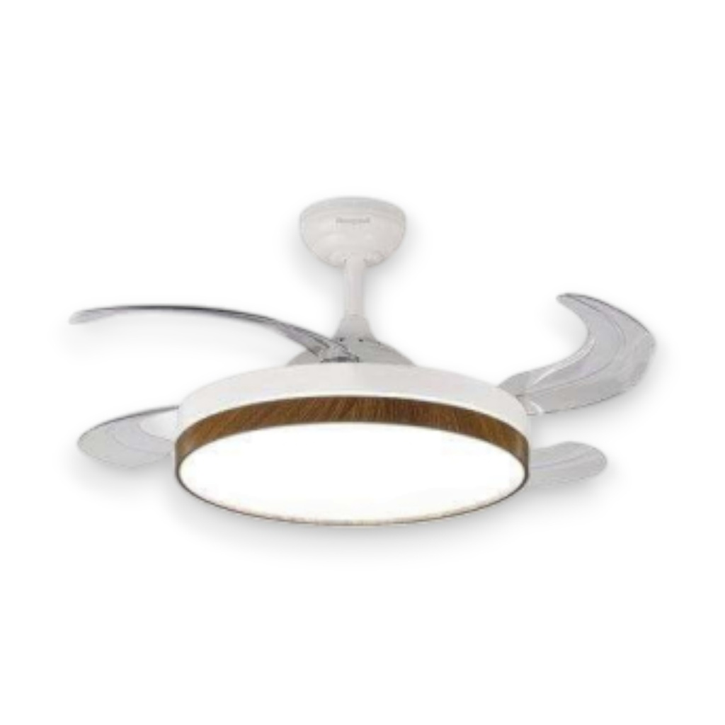 Honeywell Decker Ceiling Fan 42 In. Retractable 24W CCT LED Light, White