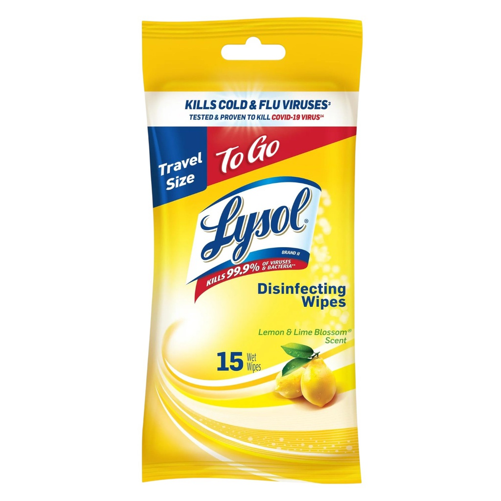 Lysol Lemon &amp; Lime Disinfecting Wipes To Go Flatpack (15-Count)