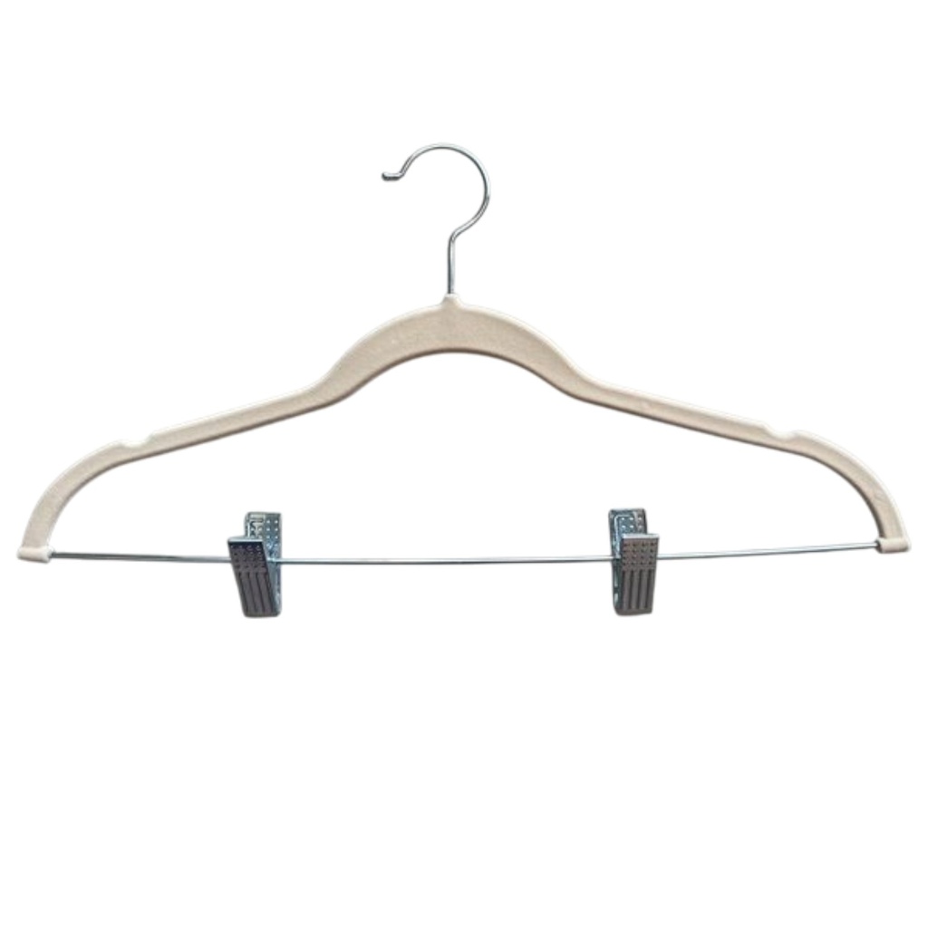 Nautica Velvet Hangers with Clips 6-pack, Beige