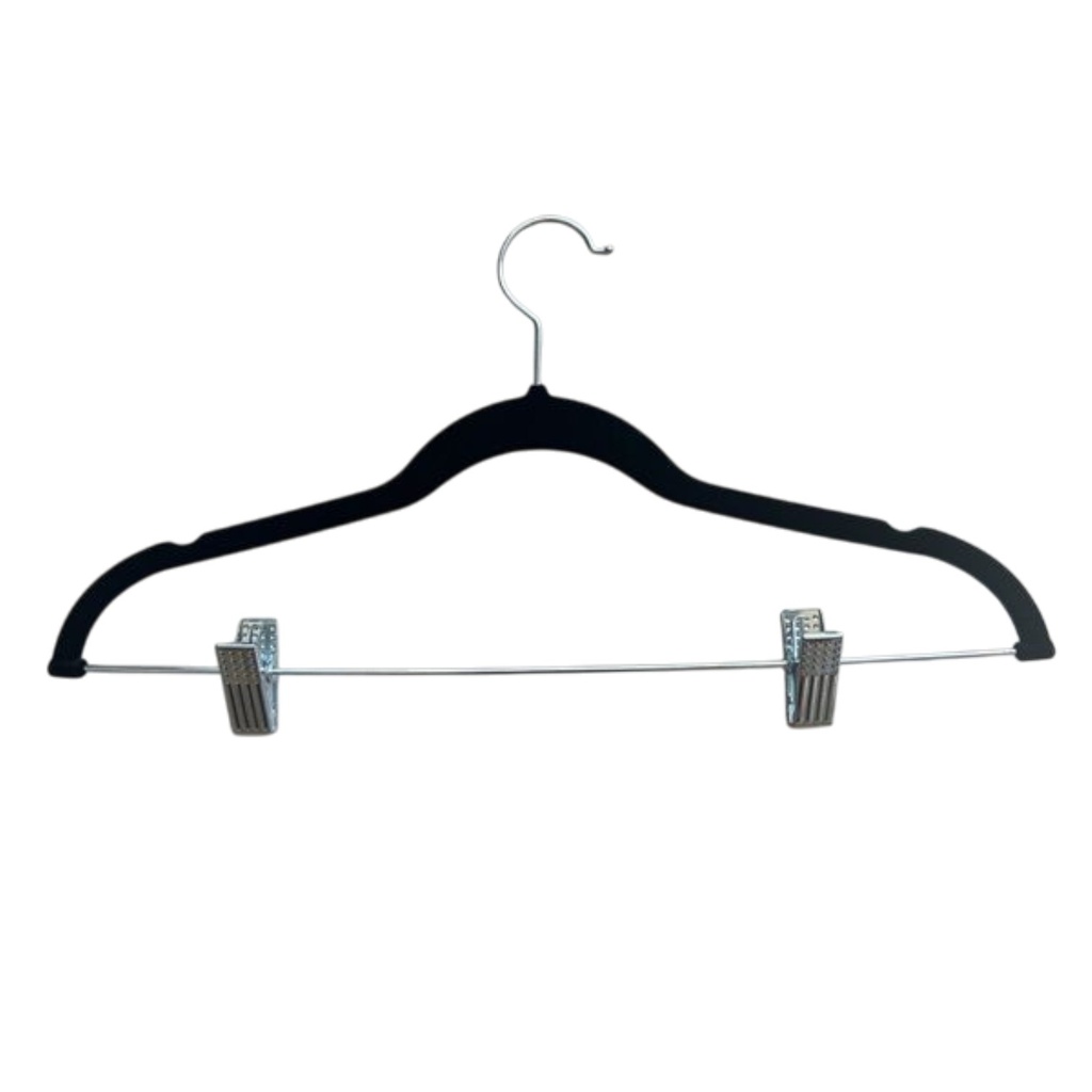 Nautica Velvet Hangers with Clips 6-pack, Black