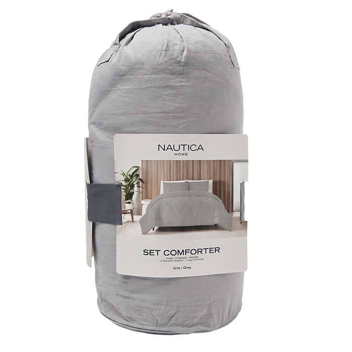 Nautica 3pc Comforter Set King, Grey