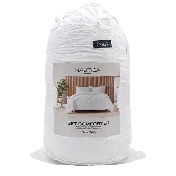 Nautica 3pc Comforter Set Full / Queen, White