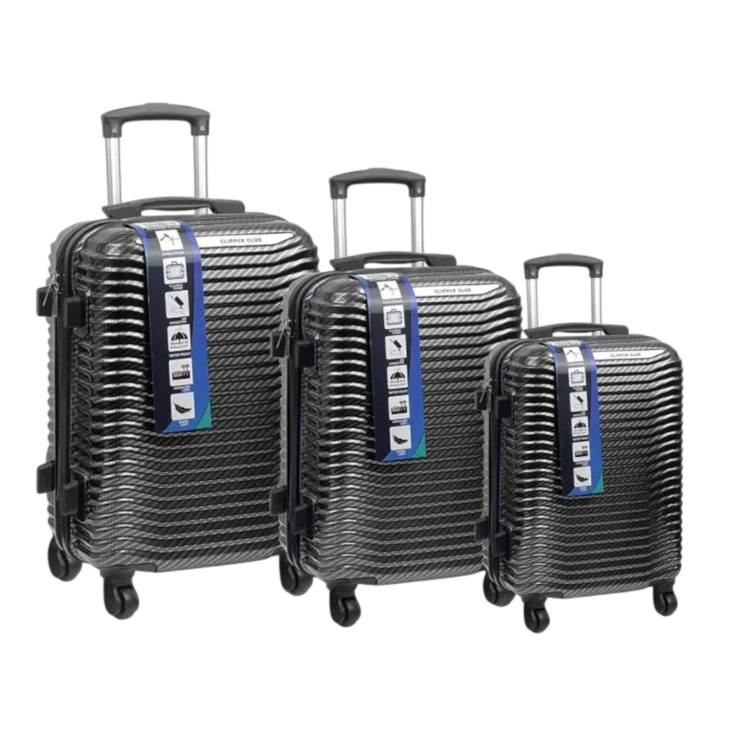 Clipper Club 3pc Luggage Set, Black