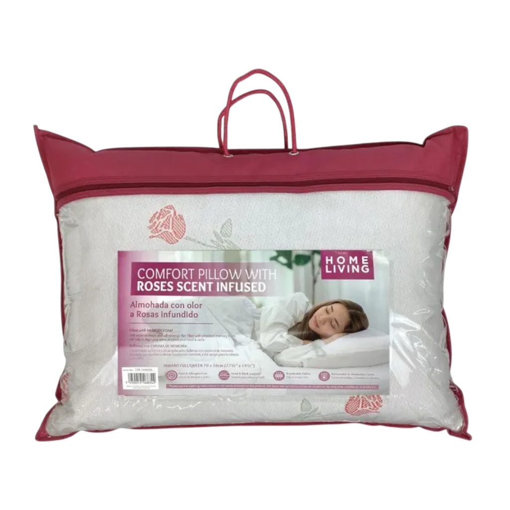Home Living Rose Bamboo Memory Foam Pillow 50x70cm, Pink