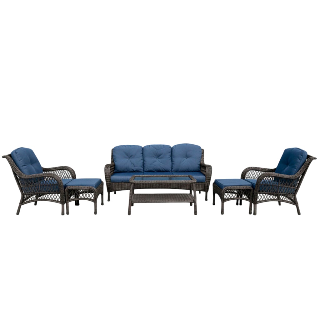 Ideal Furniture Arcline 6pc Patio Set, Coffee/ Blue