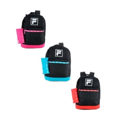 Fila Backpack, Black with Pink / Red / Aqua