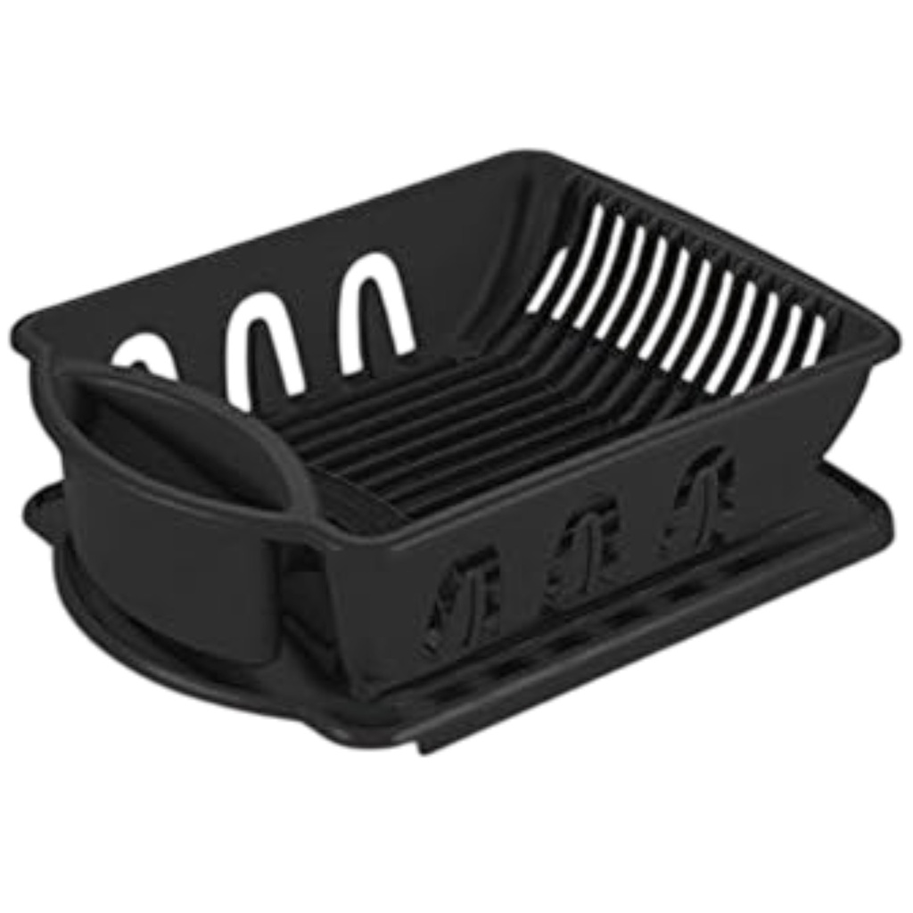 Sterilite 2-Piece Sink Set Dish Drainer and Drainboard, Black
