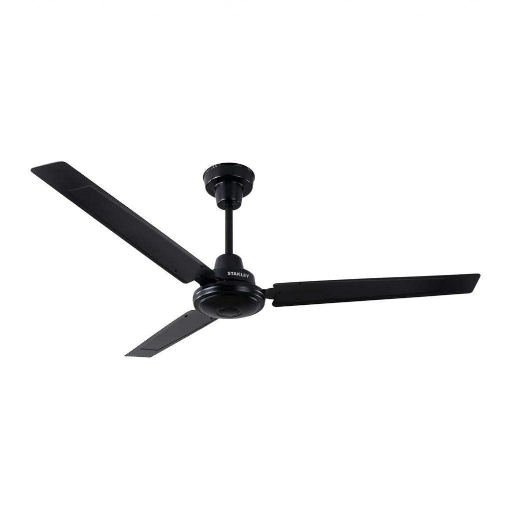 Stanley Industrial Ceiling Fan 56 In. 65W 3-Blades Metal 60 Hz, Black