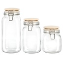 Martha Stewart Rindleton 3 Piece Glass Canister Set with Ceramic Lids, Off-White
