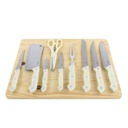 Gibson Home Wildcraft 10 Piece Cutlery Set with Wood Cutting Board, Linen