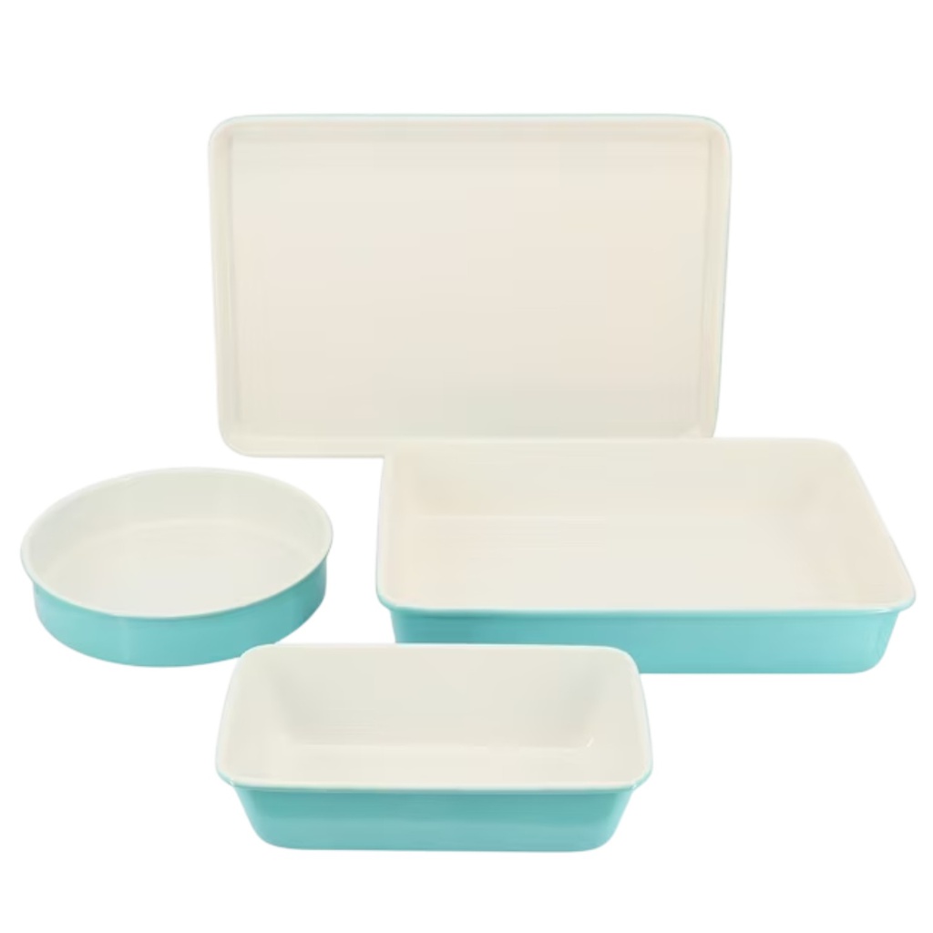 Martha Stewart Everyday Color Bake 4 Piece Nonstick Bakeware Set Carbon Steel, Teal